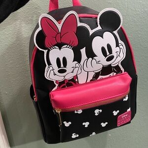 Disney Minnie and Mickey Mouse Kids Backpack - Black and Pink